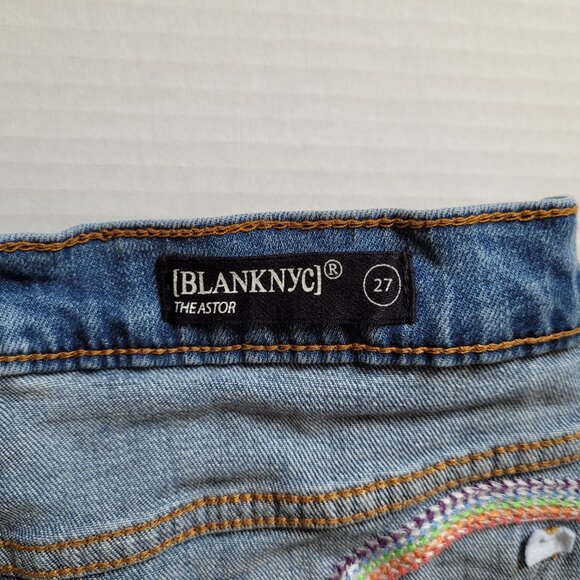 Blank NYC jean shorts boho denim cut off sun rainbow embroidery coastal cowgirl - Picture 11 of 15
